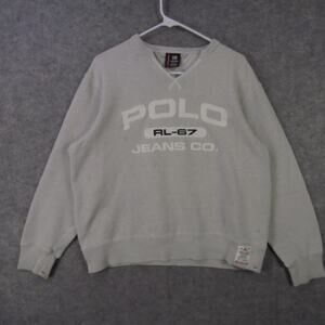 Ralph Lauren Polo Jeans Company Sweatshirt Mens Small Gray RL-67 Fleece Crewneck